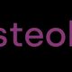 Logo con scritta "Osteokinetic" in viola e motivo a linee curve su sfondo nero.