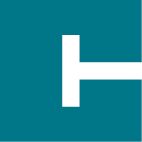 Blaues Quadrat mit einem weißen, horizontalen T-ähnlichen Symbol rechts.