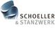 Logo von Schoeller & Stanzwerk mit einem abstrakten Faltendesign links vom Text.
