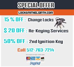 Special offer for locksmith services, including discounts on locks, re-keying, and ignition keys.