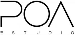 Logo con texto "POA ESTUDIO" en negro sobre fondo blanco.