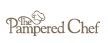 Logo mit Text "The Pampered Chef" und Symbol eines Küchenutensils.