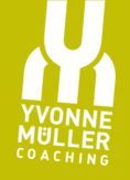 Grünes Logo mit weißem Text: "Yvonne Müller Coaching" und stilisierten Buchstaben "YM".