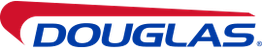 Logo with red arc above the word "DOUGLAS" in bold blue capital letters.