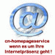 Blaues @-Zeichen mit Text: "ch-homepageservice, wenn es um Ihre Internetpräsenz geht!"