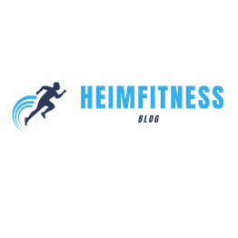 Logo mit einem laufenden Icon und dem Text „Heimfitness Blog“ in Blau.