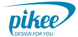 Logo mit dem Text "pikee" und Slogan "Design for you" in blau.