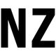 Lettres noires "NZ" sur fond blanc.