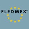 Der Text "FLEDMEX" ist von gelben Sternen im Kreis umgeben auf blauem Hintergrund.
