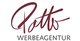 Logo der Agentur Potte, stilisierte Schrift, darunter steht "Werbeagentur".