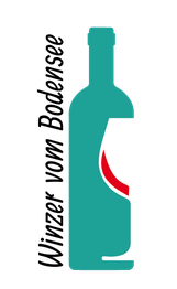 Flasche und Weinglas mit rotem Inhalt, stilisierte Grafik.