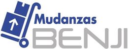 Logo de Mudanzas Benji con un carrito de mudanza y cajas azules.