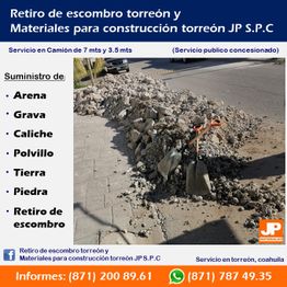 Montón de escombro en la acera; servicio de retiro y materiales de construcción disponible.
