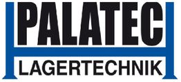 Logo mit blauem Text "PALATEC LAGERTECHNIK" auf weißem Hintergrund.