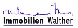 Logo mit Skyline und Text "Immobilien Walther" darunter in Schwarz.