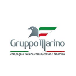 Logo del Gruppo Marino con aquila, bandiera italiana e scritta: compagnia italiana comunicazione.