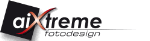 Logo mit Text "aiXtreme fotodesign" in Schwarz und Rot auf weißem Hintergrund.
