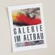 Poster mit abstrakter Kunst und Text "Galerie im Altbau" in Großbuchstaben.