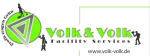 Logo von Volk & Volk Facility Services in Grün und Schwarz, mit Website www.volk-volk.de.