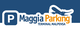 Logo "Maggia Parking Terminal Malpensa" con icona di parcheggio e aereo stilizzato.
