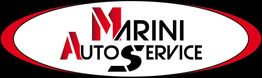 Logo con scritta "Marini Auto Service" in un ovale bianco bordato di rosso e nero.