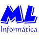 Logo azul de "ML Informática" con letras grandes y llamativas.