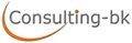 Logo mit Text "Consulting-bk" und einem orangefarbenen Halbkreis unten links.