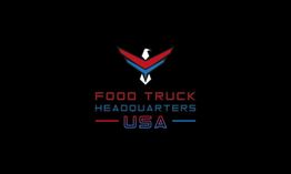 Eagle logo with text: "Food Truck Headquarters USA" in red, white, and blue on a black background.