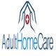Logo with two hands, red cross, and text "Adult Home Care" in blue and black.