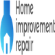Logo with a blue wrench forming a house, and the text "Home improvement repair".
