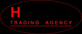 Schwarzes Logo "HISPANIOLA TRADING AGENCY" mit rotem Text und rotem ovalem Rahmen.