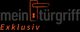 Logo von "mein türgriff Exklusiv" mit Türgriff und Schlüsselloch auf schwarzem Hintergrund.