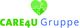 Grünes Puzzle-Herz über dem Schriftzug "CARE4U Gruppe" in grüner und blauer Schrift.