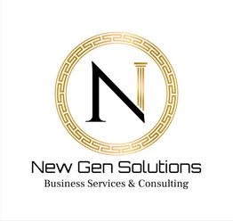 Logo von New Gen Solutions, Business Services & Consulting, mit goldenem N und verziertem Kreis.