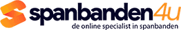 Logo van een bedrijf, "spanbanden4u", met de tekst: "de online specialist in spanbanden".