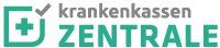 Logo mit Text "krankenkassen ZENTRALE" und einem grünen Symbol.