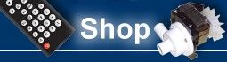 Fernbedienung links, Motor rechts, dazwischen der Schriftzug "Shop" auf blauem Hintergrund.