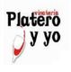 Logotipo de "Vinatería Platero y Yo" con copa de vino roja estilizada.