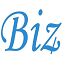 Blue cursive text spelling "Biz" on a white background.