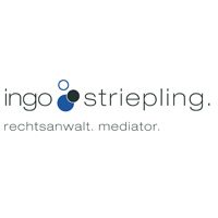 "Logo: Ingo Striepling, Rechtsanwalt und Mediator, mit blauen Kreiselementen auf weißem Hintergrund."