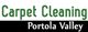 "Carpet Cleaning Portola Valley" text in green and white on a split black and white background.