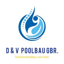 Logo von D & V Poolbau GBR: Blaue Welle mit Text "Schwimmbadbau und mehr".