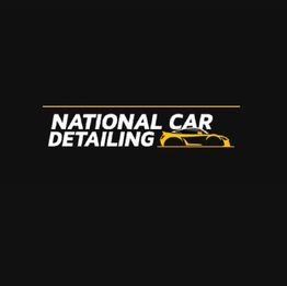 National Car Detailing logo with a yellow car silhouette on a black background.