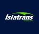 Logo de Islatrans en fondo azul, texto verde "haciendo camino".