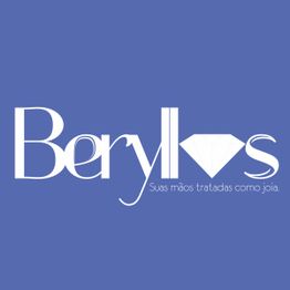 Logo azul com texto branco: "Beryllos - Suas mãos tratadas como joia", com um diamante estilizado.
