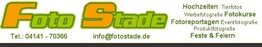 "Foto Stade Logo mit Kontaktinfo, Fotodienstleistungen wie Hochzeiten, Tierfotos, Fotokurse."