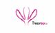 Logotipo rosa con líneas curvas y la palabra "Tresorsex" en negro y rosa.