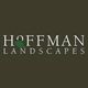 Hoffman Landscapes logo with green leaf, white text, and dark green background.