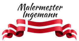 "Malermester Ingemann logo med dansk flagbånd."