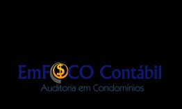 Logo da EmFOCO Contábil, auditoria em condomínios, com símbolo de cifrão e lua.